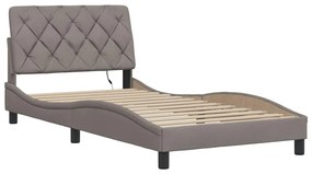 tópszínű szövet ágykeret LED-ekkel matrac nélkül 100x200 cm