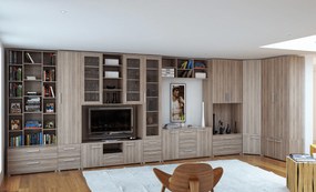 Alacsony szekrény 2 fiókkal keskeny, DTD laminált, tölgy sonoma, DUNAJ TYP9