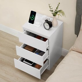 ZION éjjeliszekrény töltő funkcióval, 35x40x59 cm, fehér Vasagle