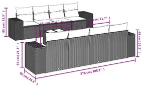 9 részes világosszürke polyrattan kerti ülőgarnitúra párnával