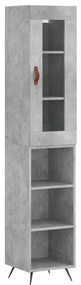 Betonszürke szerelt fa magasszekrény 34,5x34x180 cm