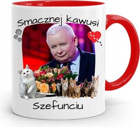 Piros Vicces Bögre Jaroslaw Kaczynski fényképes nyomattal