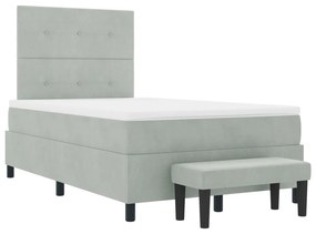 Box spring ágy matraccal és paddal, világosszürke, 120x190 cm, bársony