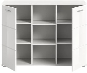 Prego 2 ajtós 3 polcos komód fehér