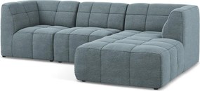 Kék buklé sarokkanapé (jobb oldali-heverő résszel) Aloha – Makamii