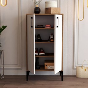 Cipőtároló prag - diós, fehér