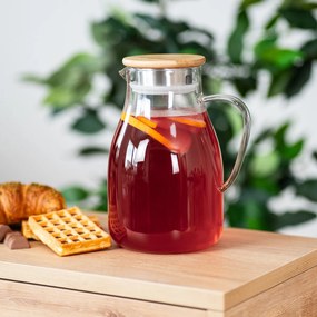 4Home Hot&Cool üveg kancsó Bamboo fedéllel, 1,7 l