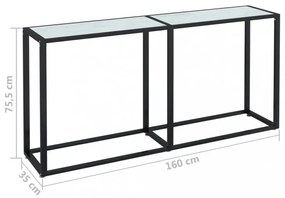 fehér márványszínű edzett üveg tálalóasztal 160 x 35 x 75,5 cm