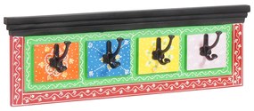 Falra akasztható kabátakasztó 4 akasztóval 80x25x2 cm Szilárd fa Mangó és MDF
