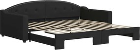 vidaXL fekete kihúzható szövet heverő 100 x 200 cm