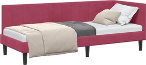 vidaXL Sarokágy keret fejtámlával Bordó 80 cm x 200 cm Bársony