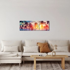 Kép - trópusi naplemente (órával) (90x30 cm)