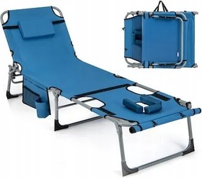 Összecsukható Strand Napozóágy Állítható Háttámlával És Lábtartóval