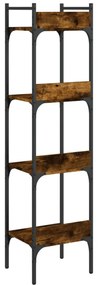 5 szintes füstös tölgy szerelt fa könyvespolc 35x30x138,5 cm