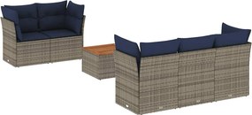vidaXL 6 részes szürke polyrattan kerti ülőgarnitúra párnával