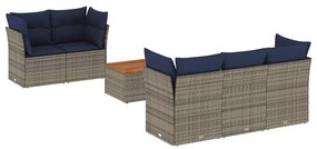 vidaXL 6 részes szürke polyrattan kerti ülőgarnitúra párnával