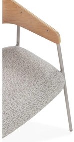 Világosszürke-natúr színű kárpitozott karfás étkezőfotel szett 2 db-os Cora – MOME