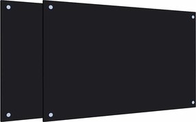 vidaXL 2 db fekete edzett üveg konyhai falburkoló 80 x 50 cm