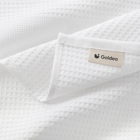 Goldea karácsonyi hímzett waffle konyharuha - fagyöngy fehér alapon 50 x 70 cm