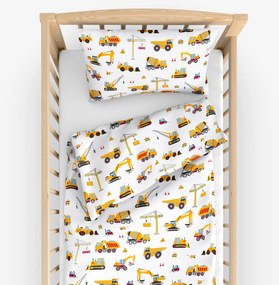 Goldea gyerek pamut ágyneműhuzat kiságyba - teherautók és kotrógépek 90 x 130 és 40 x 60 cm