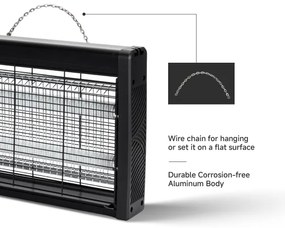 Brilagi - Elektromos rovarcsapda 2xUV/10W/230V, 60 m², fekete