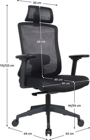 Irodai szék, fekete, teherbírás 150 kg, ROSANO