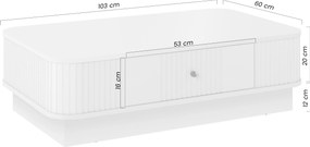 Vesper dohányzóasztal 103x60 cm fiókkal, lábazaton - kasmír / dió / fekete fogantyú