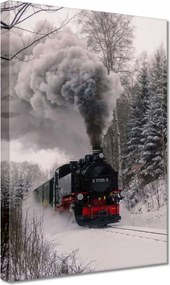 Vászonkép 20x30 Mozdony a téli tájban