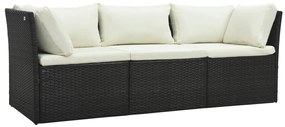 4 részes barna polyrattan kerti bútorszett párnával