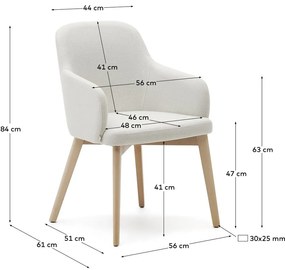 Krémszínű kárpitozott karfás étkezőfotel Nelida – Kave Home