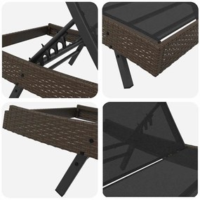 Napozó 1-személy 70 x 197 x 82 cm Poli rattan, fém