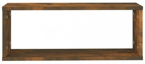 6 db füstös tölgy színű szerelt fa fali kockapolc 60x15x23 cm