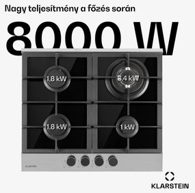 Klarstein Alchemist, gázfőzőlap, 4 alumínium égő, üvegkerámia, fekete