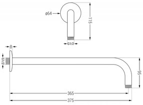 Mexen Kai DR70 rejtett kád-zuhany szett esőzuhannyal 25 cm, króm, 77602DR70251-00