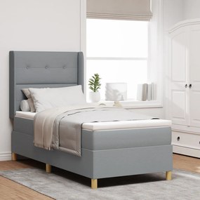 Boxspring Ágy Matracokkal &amp; LED Fény Szürke 90x190 cm Szövet