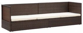 barna polyrattan kerti ágy hát- és ülőpárnákkal