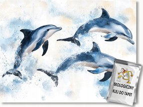 Fotótapéta Flizelina Tenger Óceán Víz Hullámok Delfinek Játék 368x254 ragasztó