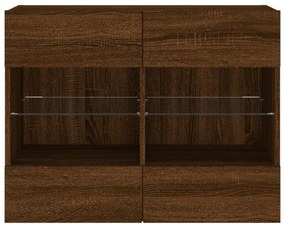 barna tölgyszínű fali TV-szekrény LED-del 78,5x30x60,5 cm