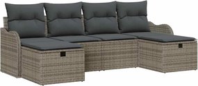 vidaXL Kanapé Szett párnával tárolóval 6 pcs Szürke polirattan