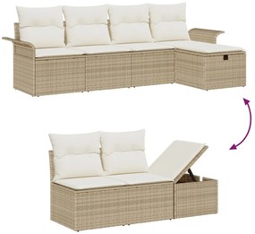Kerti Kanapé Szett 6 pcs bézs és krémszínű 251 x 117 x 85 cm