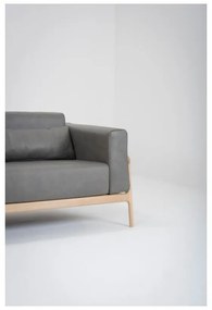 Fawn sötétszürke kanapé bivalybőrből, tömör tölgyfa szerkezettel, 240 cm - Gazzda