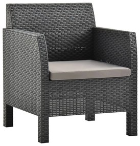 vidaXL antracitszürke rattan kerti szék párnával 63 x 65 x 76 cm PP rattan