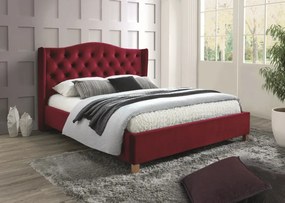 ASPEN VELVET kárpitozott ágy 160 x 200 cm vörös Matrac: Matrac nélkül