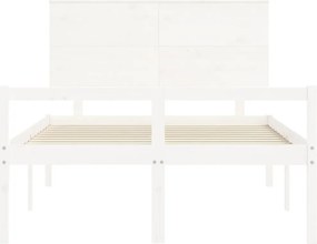 Fehér tömör fa ágy időseknek fejtámlával 140x190 cm