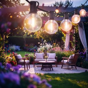 Brilagi - LED kültéri dekorációs fényfüzér GIRLANDA 18xE12 13m fekete IP44 meleg fehér