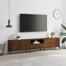 barna tölgy színű szerelt fa TV-szekrény fiókkal 200x25x44 cm