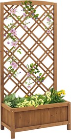 Outsunny Danérrugalmas Virágtartó Zöldségfuttatóval a Teraszon, Kertben és Erkélyen 60x30x122 cm Természetes | Aosom