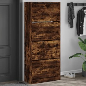 füstös tölgy cipőszekrény 4 kihajtható fiókkal 80x34x187,5 cm