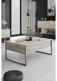 Dohányzóasztal Luxe - Travertine, Silver