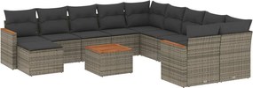 vidaXL 12 részes szürke polyrattan kerti ülőgarnitúra párnákkal
